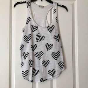Black and White Heart Tank Top